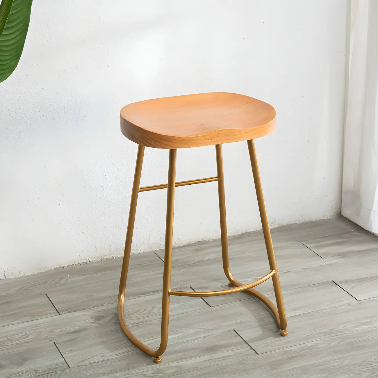 Counter Height Comfortable Metal Wood Glam Bar Stools