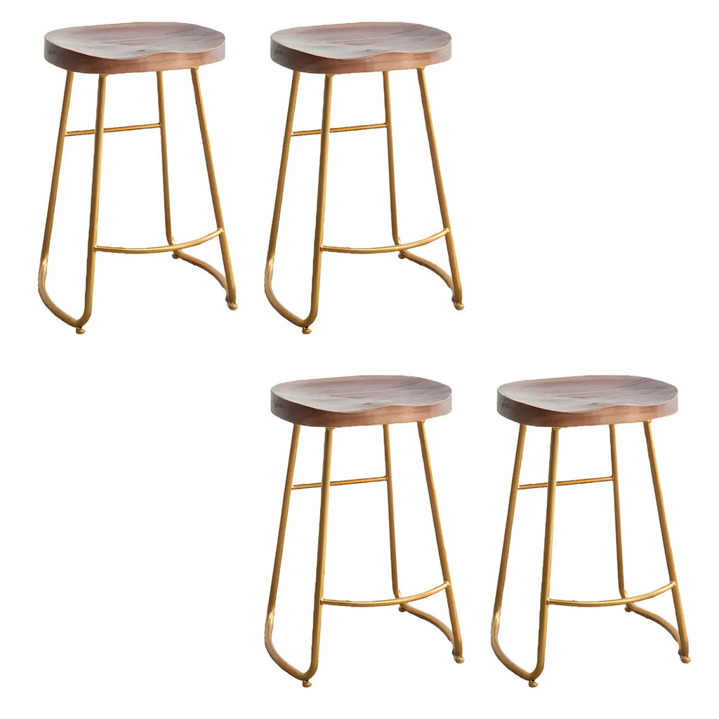 Counter Height Comfortable Metal Wood Glam Bar Stools