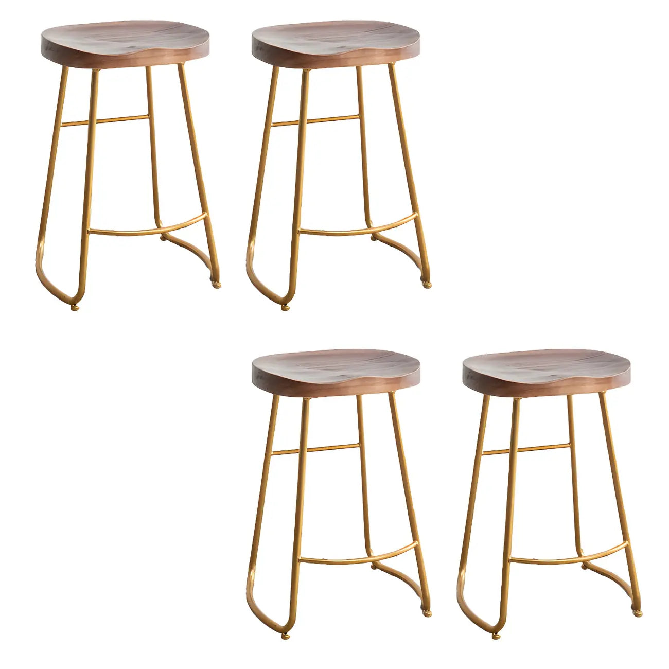 Counter Height Comfortable Metal Wood Glam Bar Stools