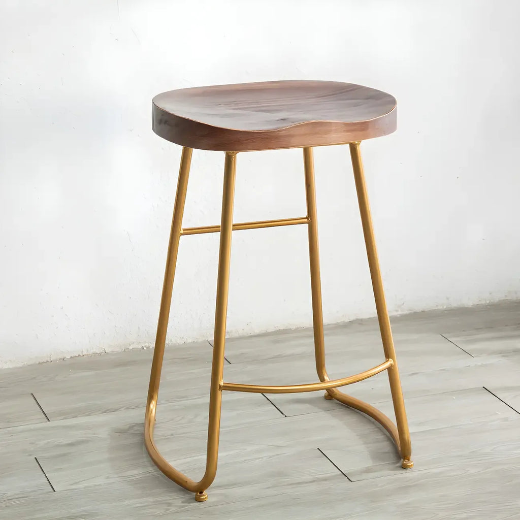 Counter Height Comfortable Metal Wood Glam Bar Stools