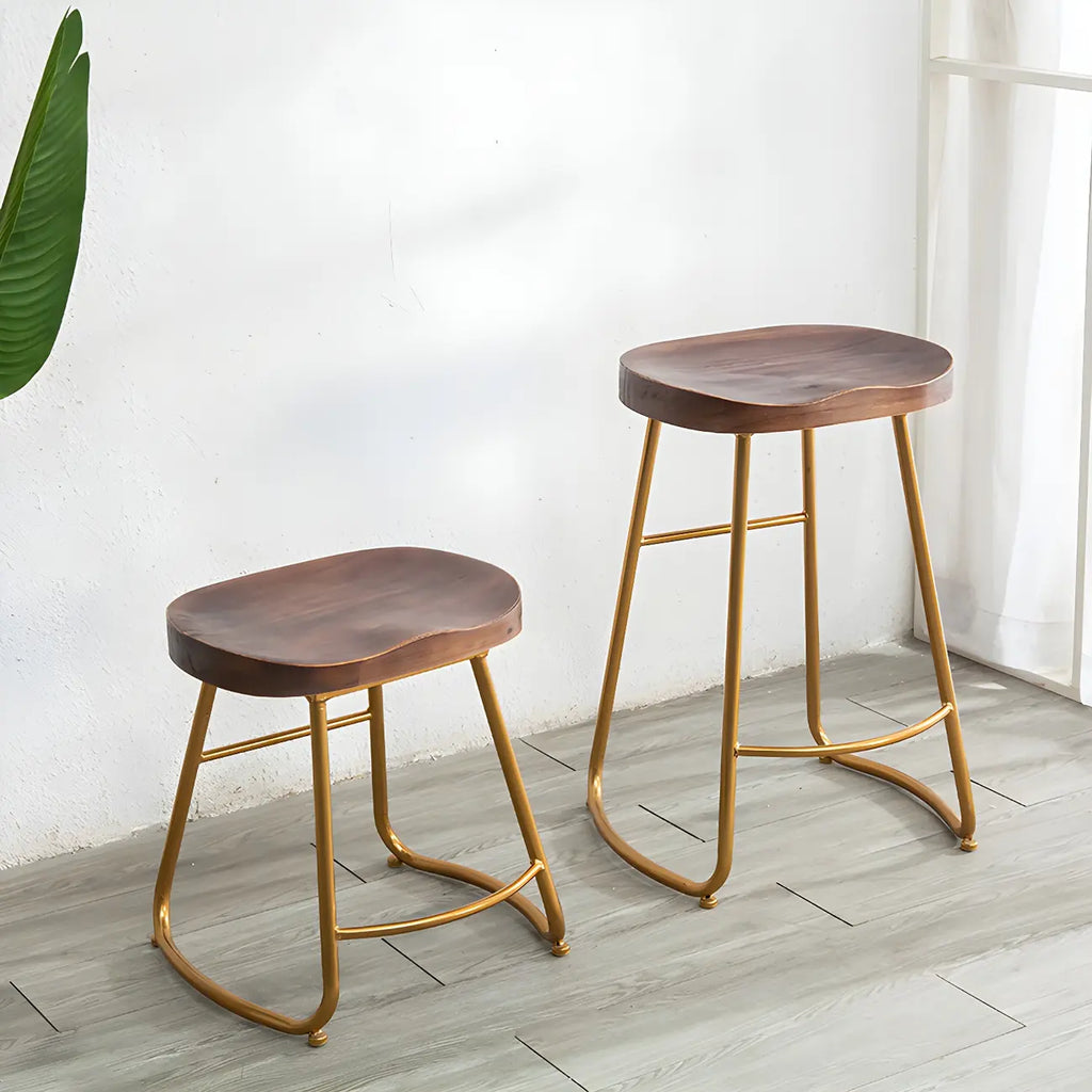 Counter Height Comfortable Metal Wood Glam Bar Stools