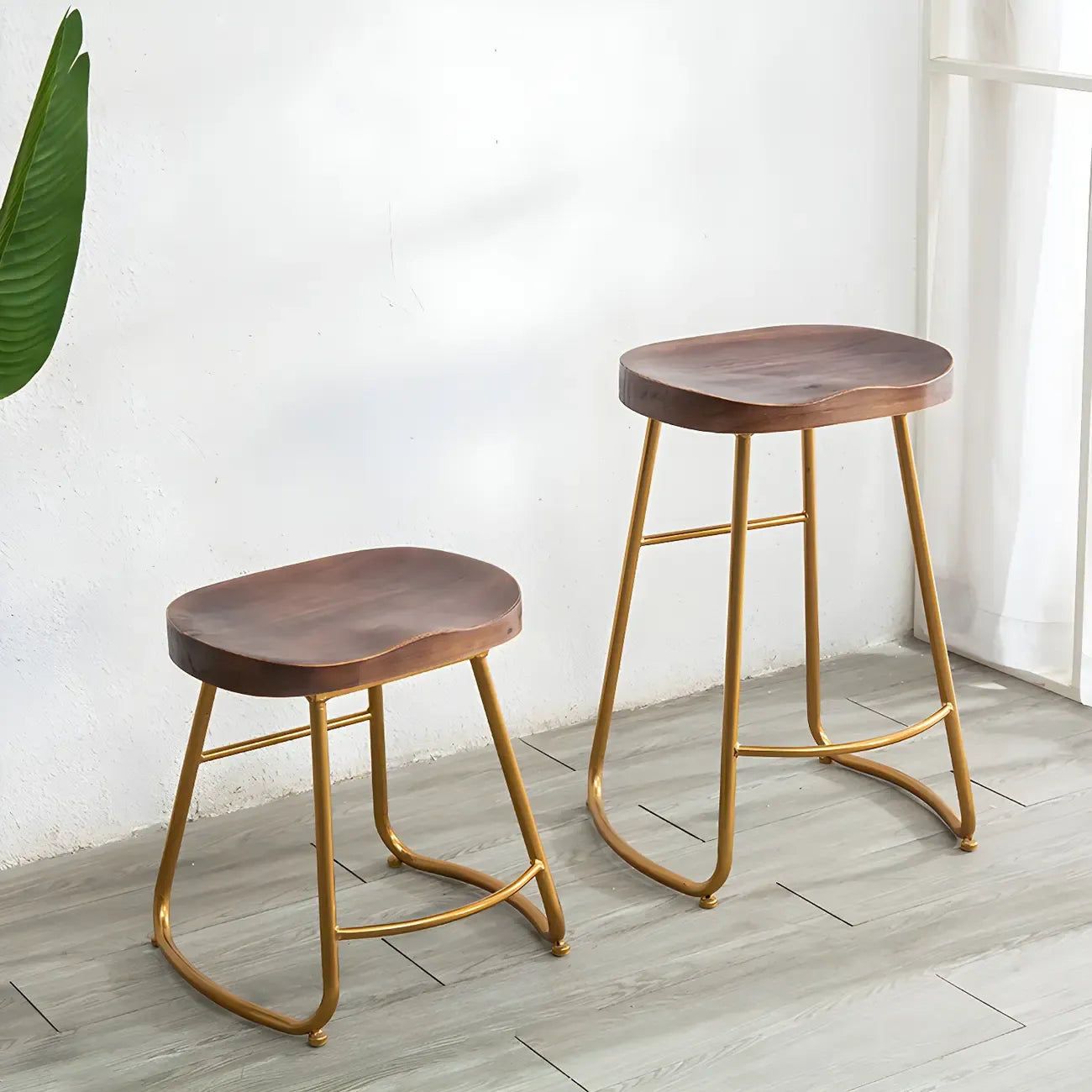 Counter Height Comfortable Metal Wood Glam Bar Stools