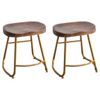 Counter Height Comfortable Metal Wood Glam Bar Stools