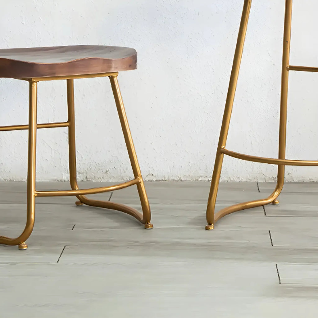 Counter Height Comfortable Metal Wood Glam Bar Stools