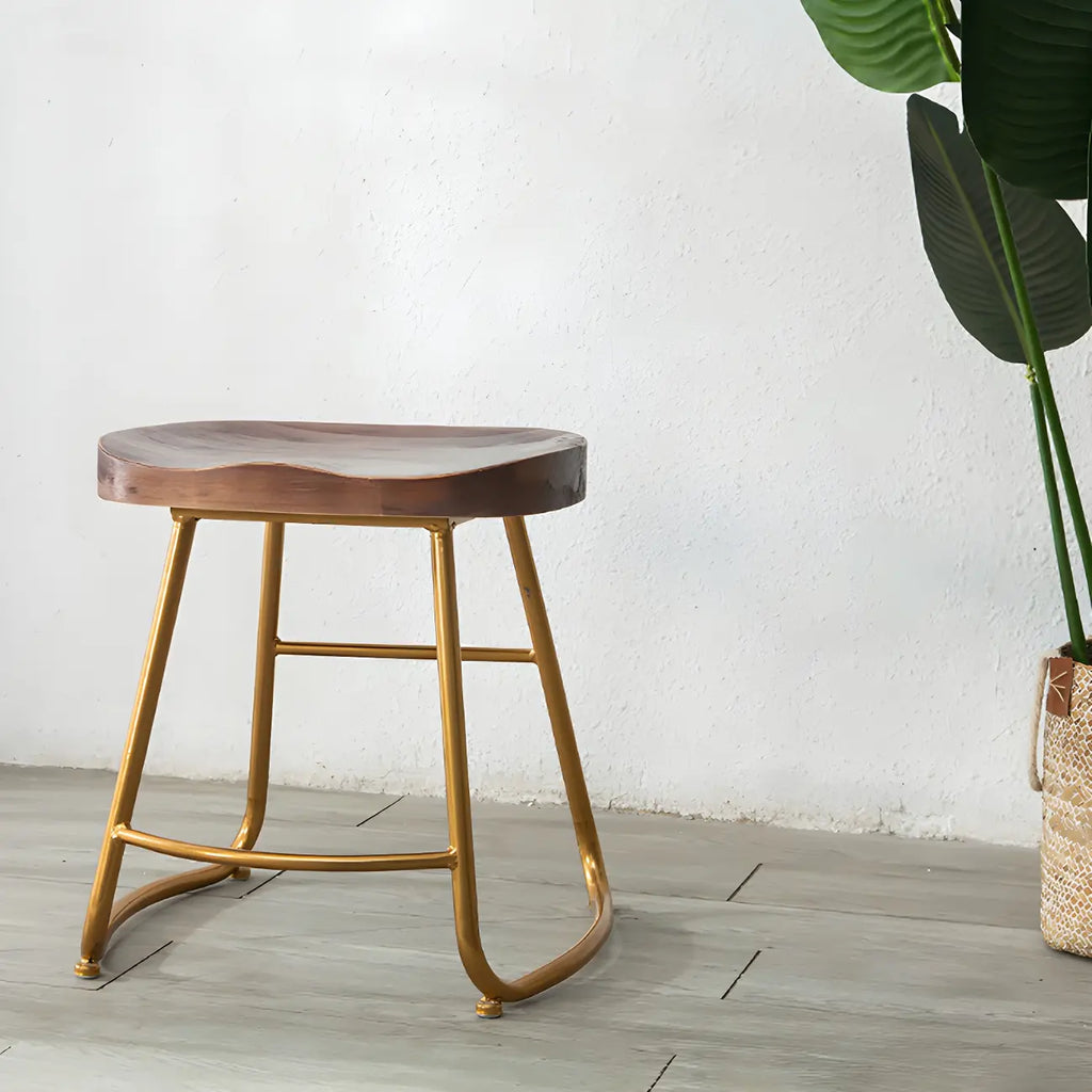 Counter Height Comfortable Metal Wood Glam Bar Stools