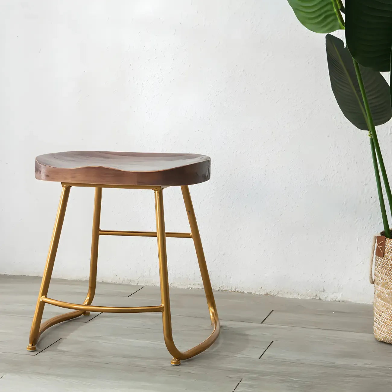 Counter Height Comfortable Metal Wood Glam Bar Stools