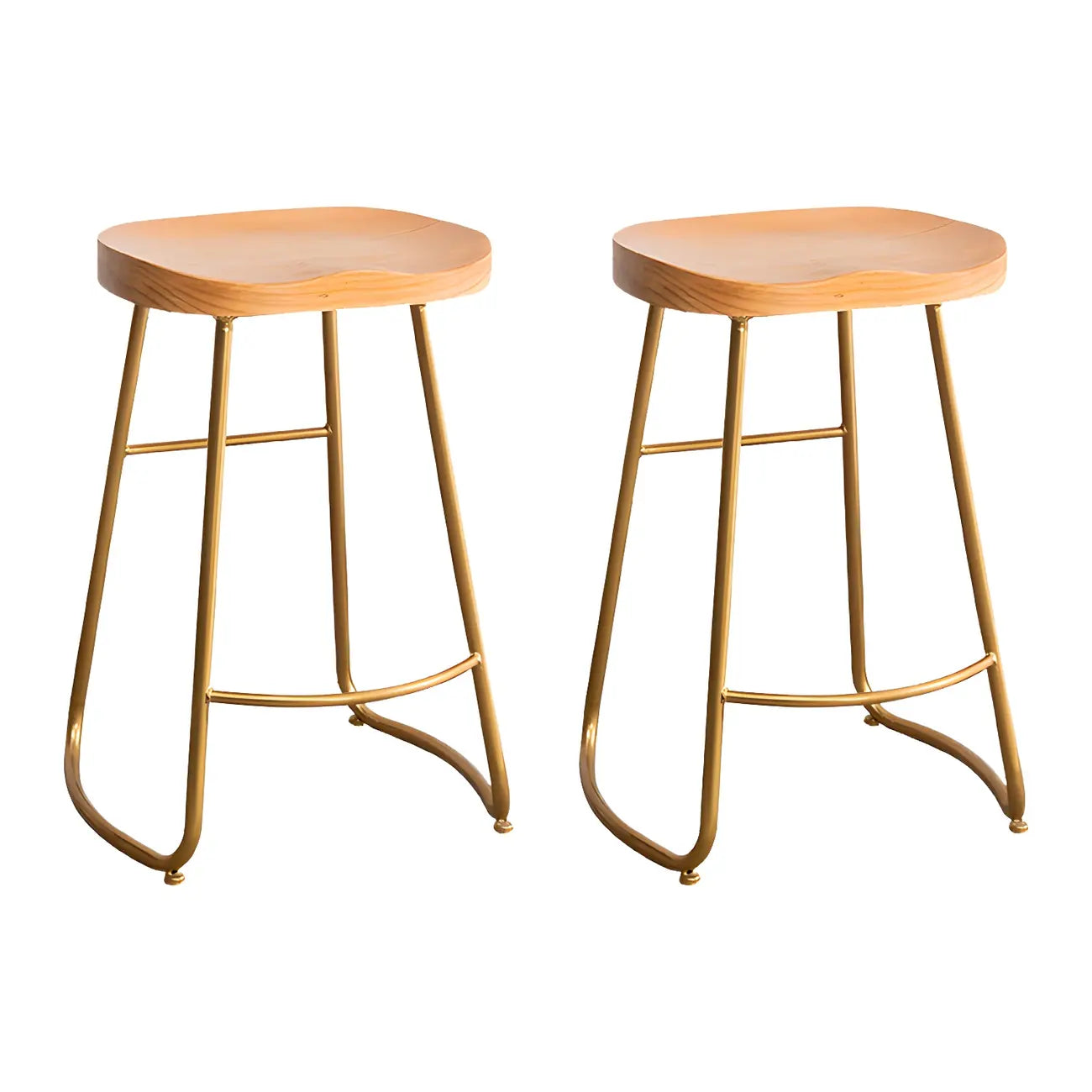 Counter Height Comfortable Metal Wood Glam Bar Stools