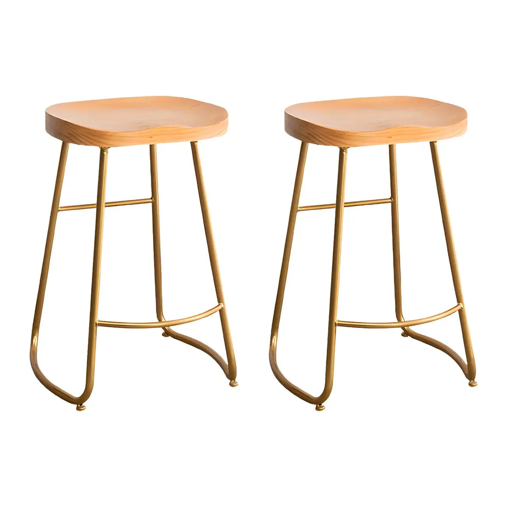 Counter Height Comfortable Metal Wood Glam Bar Stools