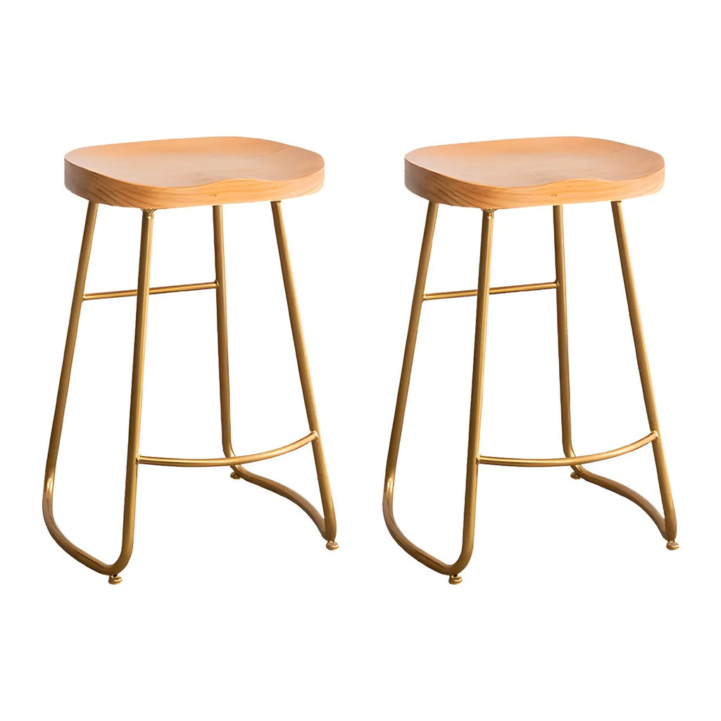 Counter Height Comfortable Metal Wood Glam Bar Stools
