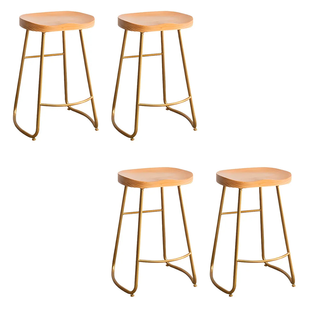 Counter Height Comfortable Metal Wood Glam Bar Stools