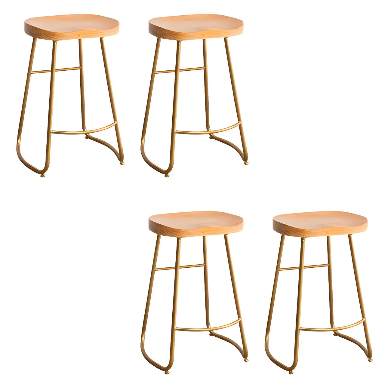 Counter Height Comfortable Metal Wood Glam Bar Stools