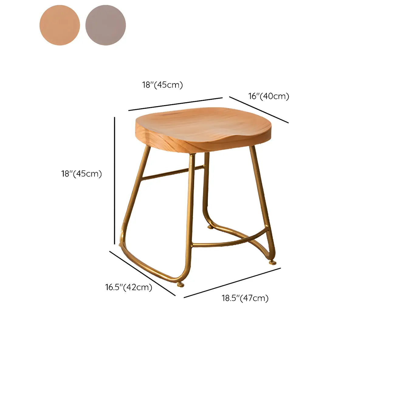 Counter Height Comfortable Metal Wood Glam Bar Stools