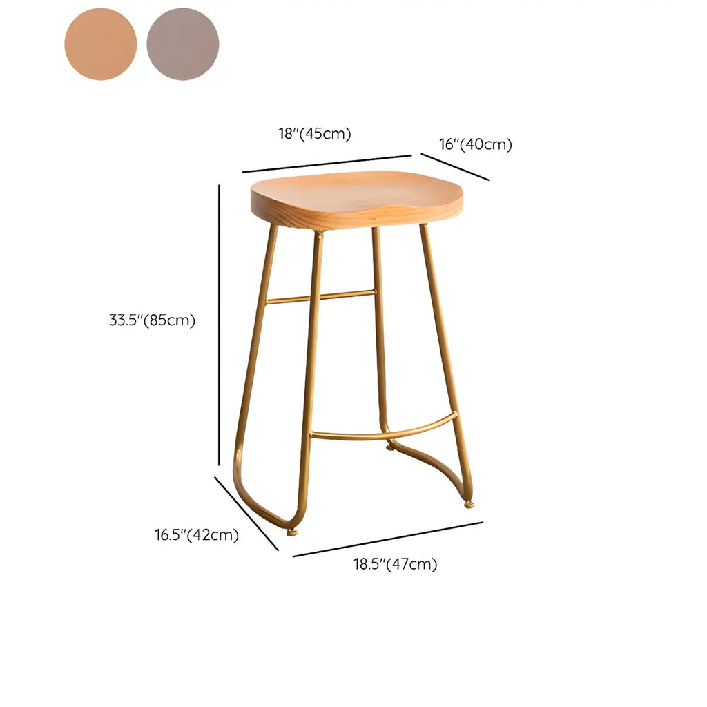 Counter Height Comfortable Metal Wood Glam Bar Stools