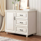 Classic White-Brown Wood Metal Storage Combo Dresser