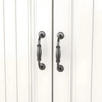 Classic White-Brown Wood Metal Storage Combo Dresser