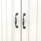 Classic White-Brown Wood Metal Storage Combo Dresser