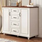 Classic White-Brown Wood Metal Storage Combo Dresser