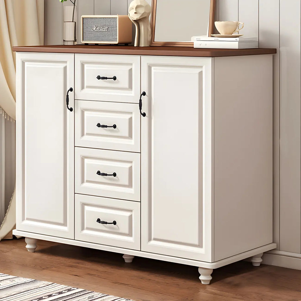 Classic White-Brown Wood Metal Storage Combo Dresser