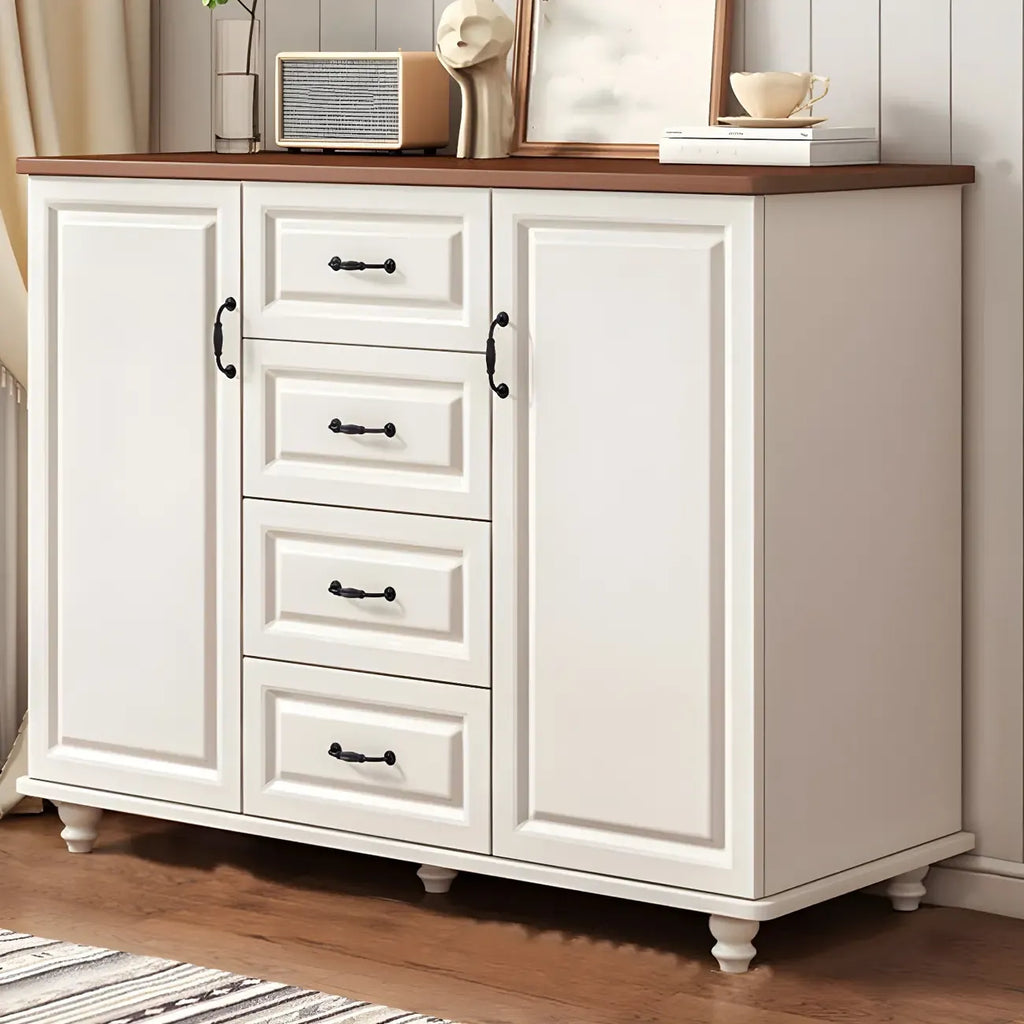 Classic White-Brown Wood Metal Storage Combo Dresser