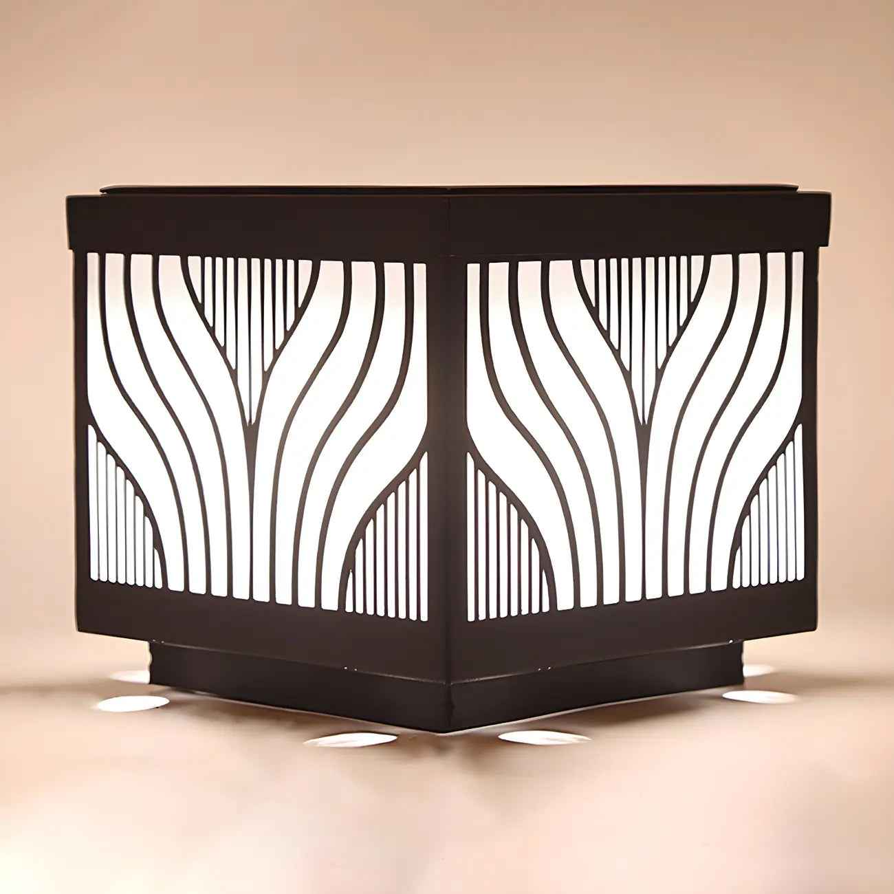 Black Striped Waterproof Solar Outdoor Post Lights