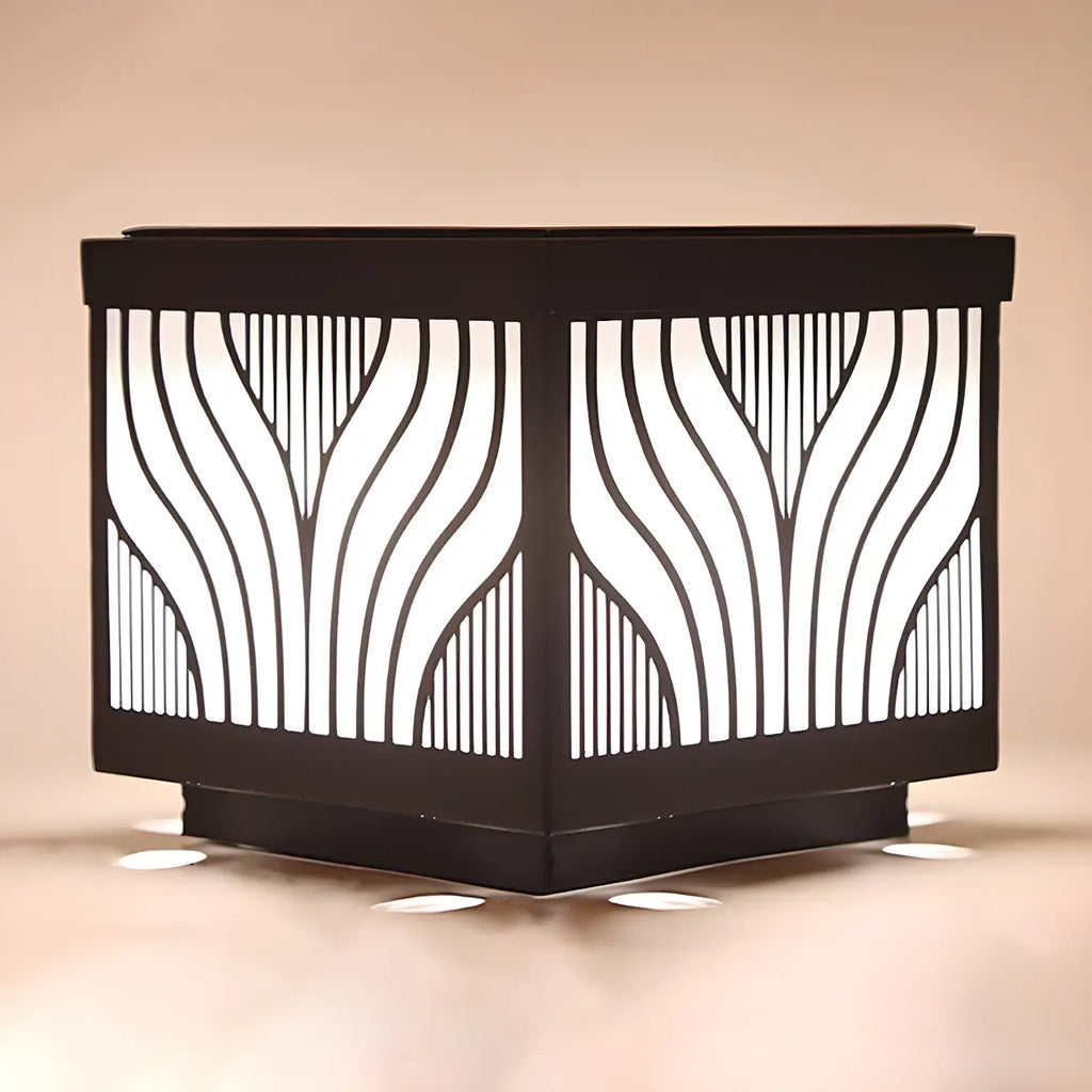 Black Striped Waterproof Solar Outdoor Post Lights