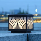 Black Striped Waterproof Solar Outdoor Post Lights