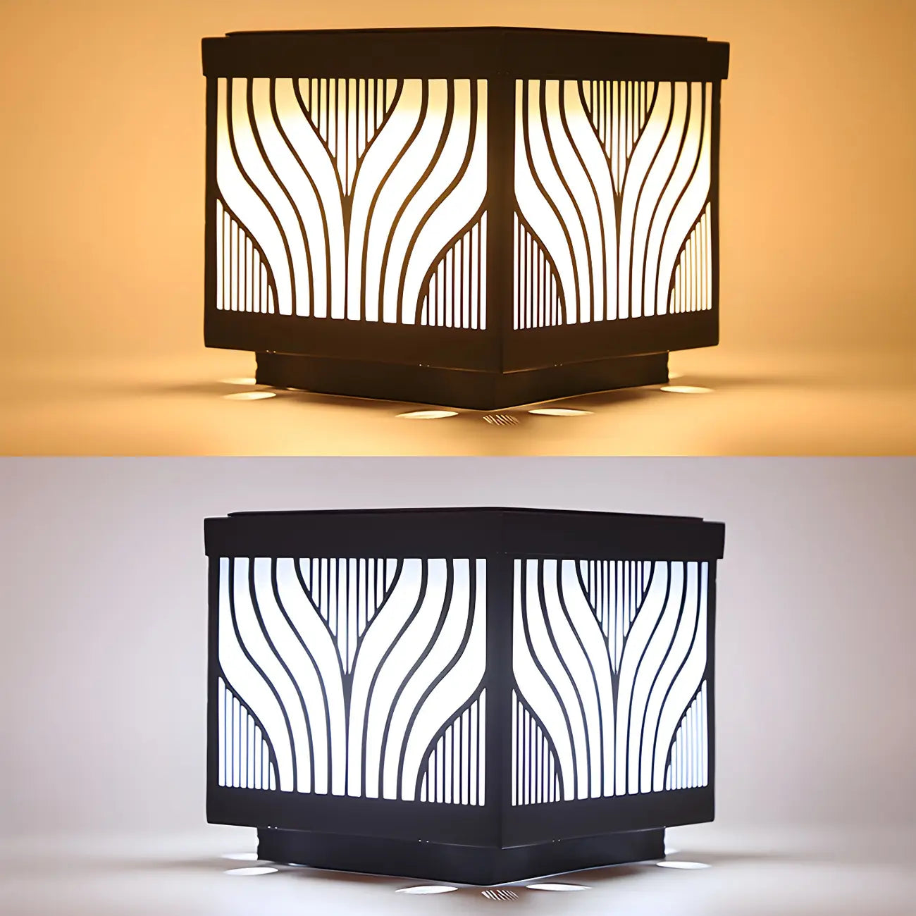 Black Striped Waterproof Solar Outdoor Post Lights
