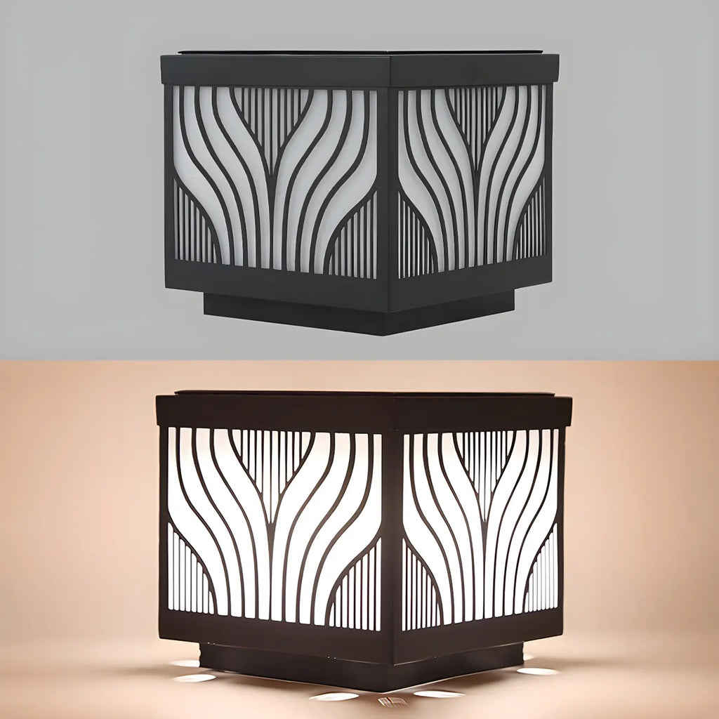 Black Striped Waterproof Solar Outdoor Post Lights