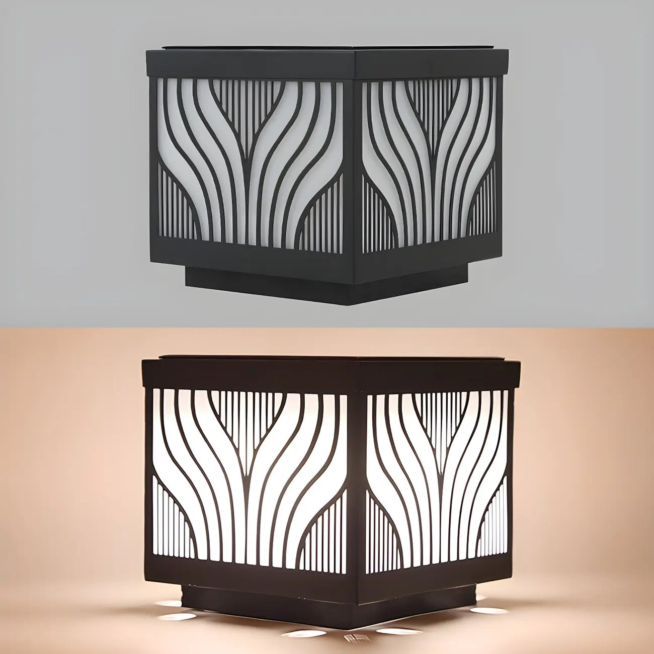 Black Striped Waterproof Solar Outdoor Post Lights
