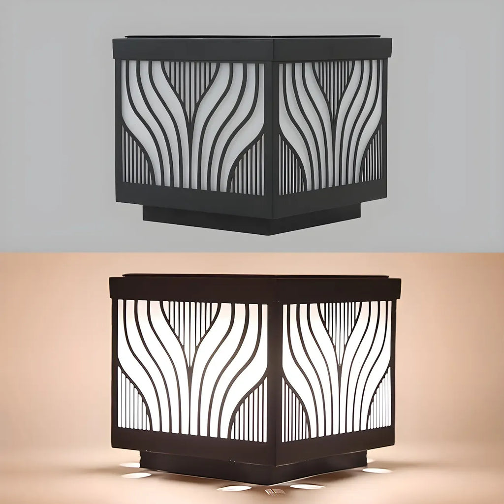 Black Striped Waterproof Solar Outdoor Post Lights