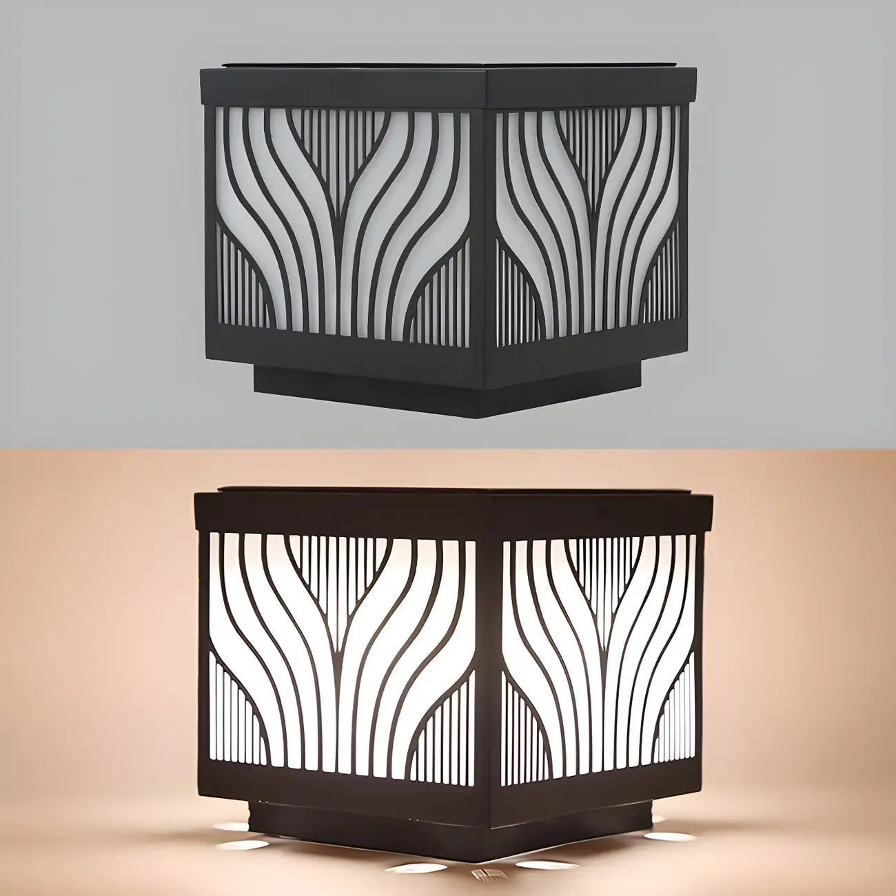 Black Striped Waterproof Solar Outdoor Post Lights