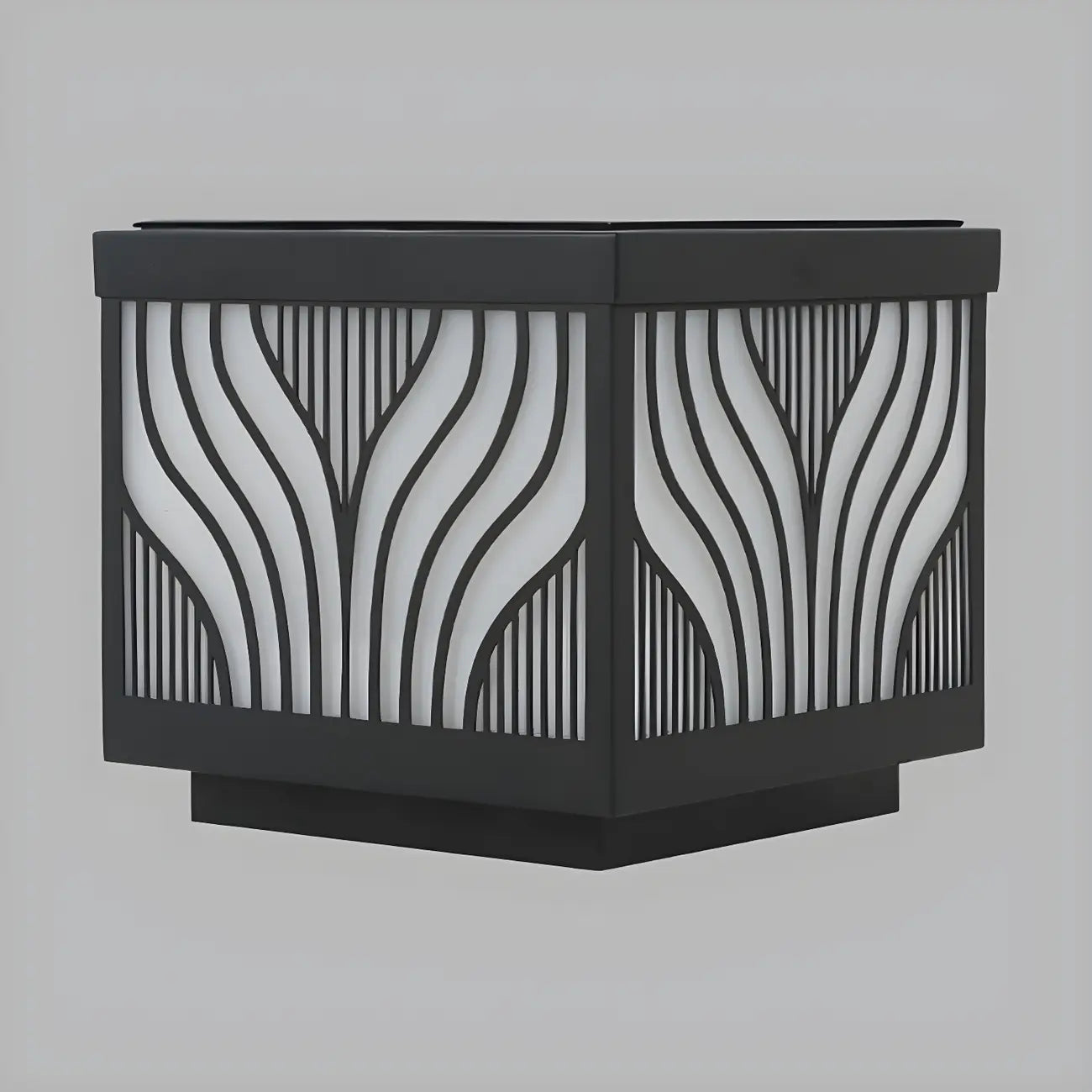Black Striped Waterproof Solar Outdoor Post Lights