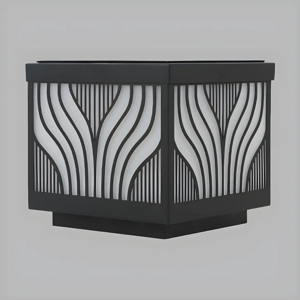 Black Striped Waterproof Solar Outdoor Post Lights