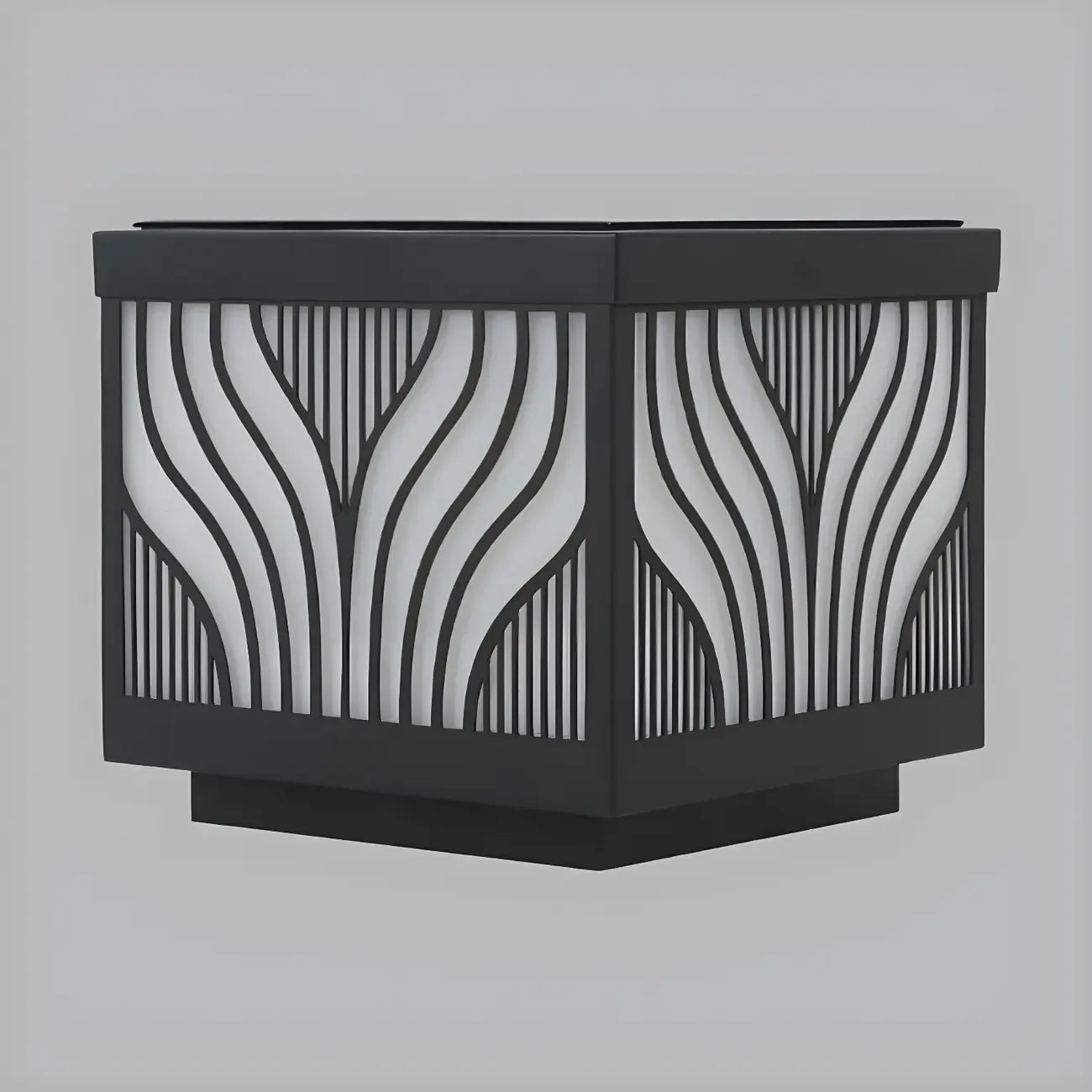 Black Striped Waterproof Solar Outdoor Post Lights