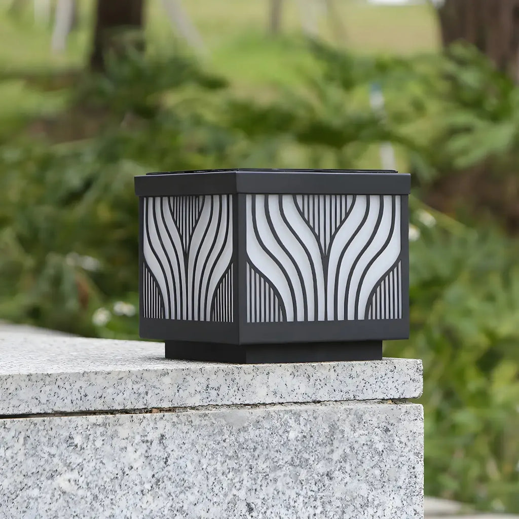 Black Striped Waterproof Solar Outdoor Post Lights