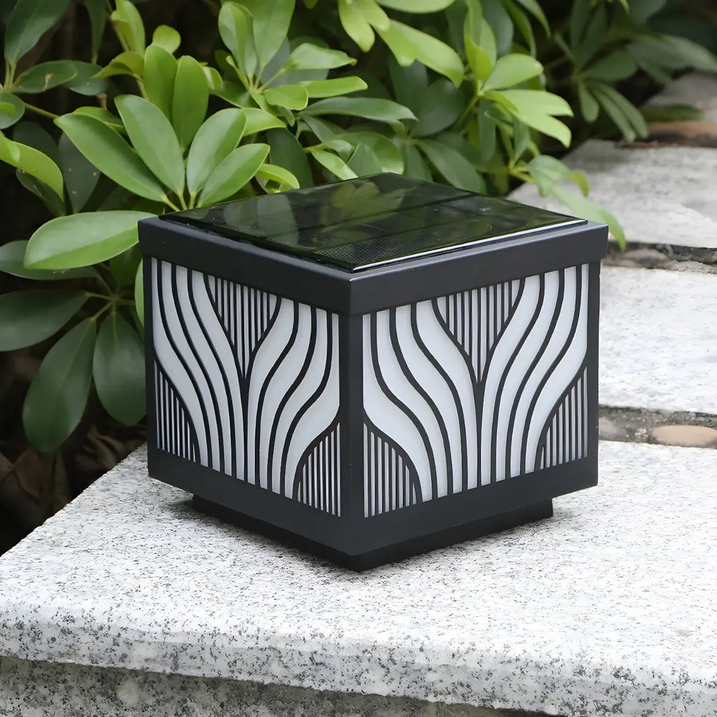 Black Striped Waterproof Solar Outdoor Post Lights