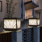 Black Striped Waterproof Solar Outdoor Post Lights