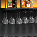 Black Metal Wall-Mounted Wine Rack with Stemware Holder