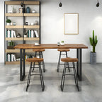 Pine Wood Rectangular Metal Base Bar Table Brown
