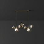 Contemporary Linear Crystal Island Pendant Light
