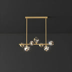 Contemporary Linear Crystal Island Pendant Light