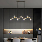 Contemporary Linear Crystal Island Pendant Light