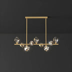 Contemporary Linear Crystal Island Pendant Light
