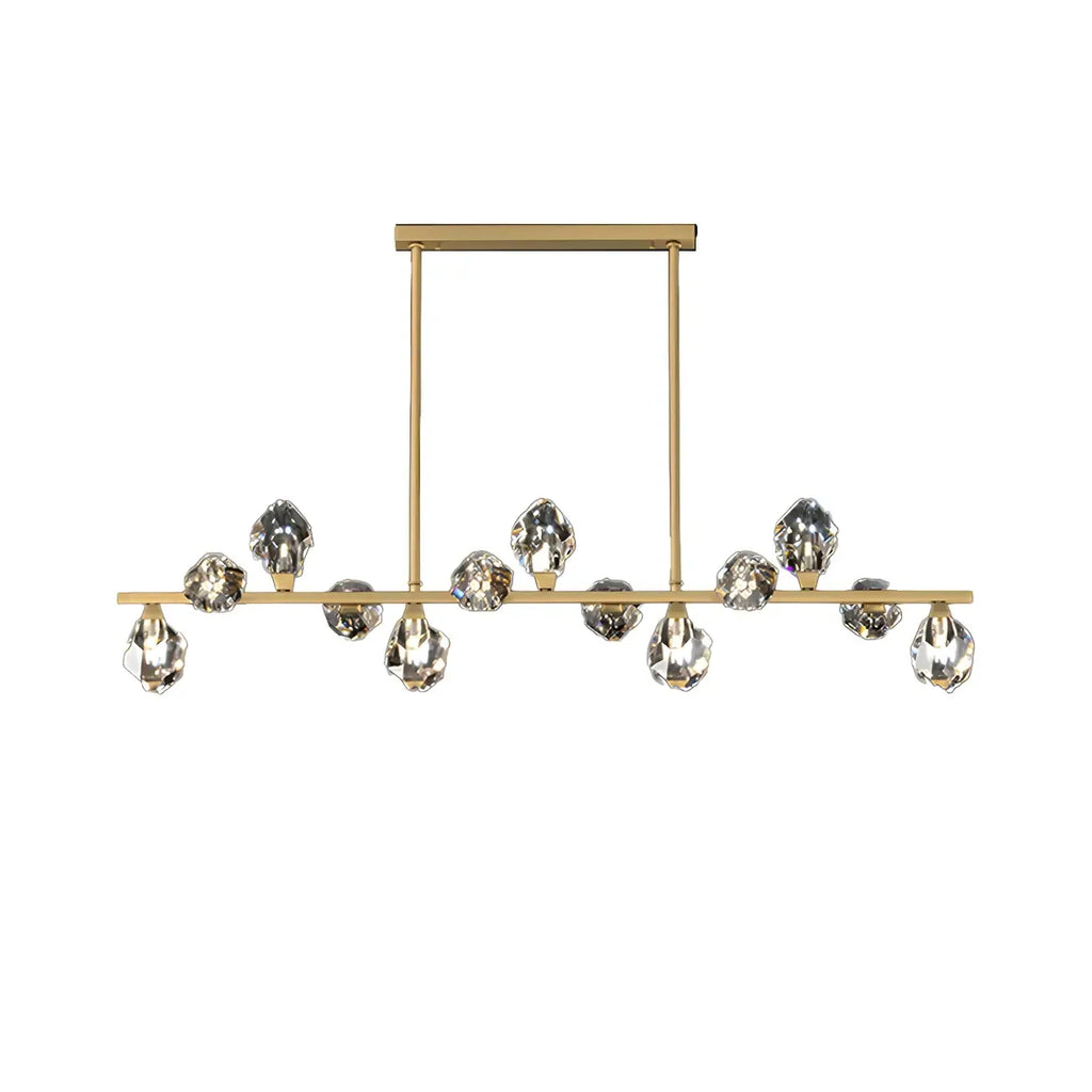 Contemporary Linear Crystal Island Pendant Light