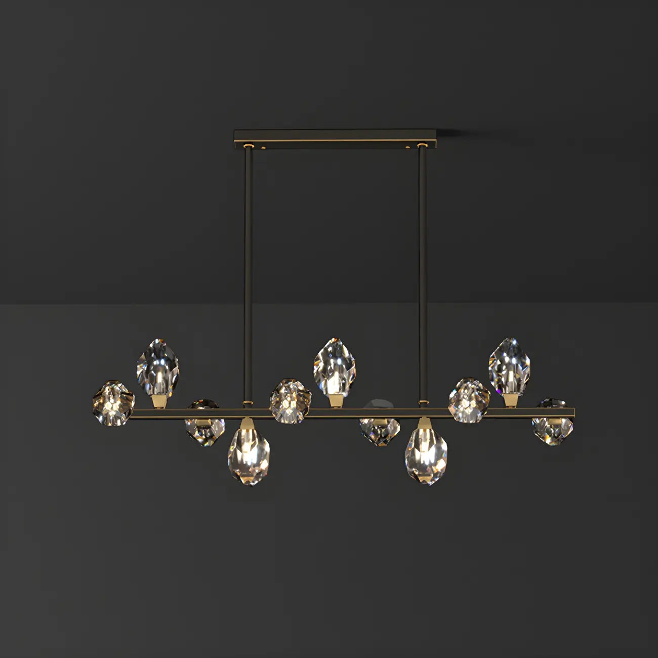 Contemporary Linear Crystal Island Pendant Light