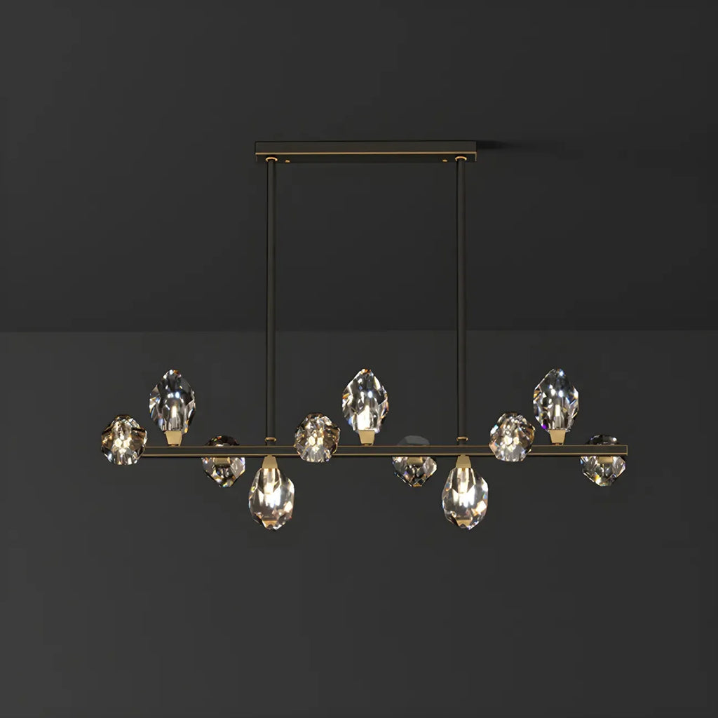 Contemporary Linear Crystal Island Pendant Light