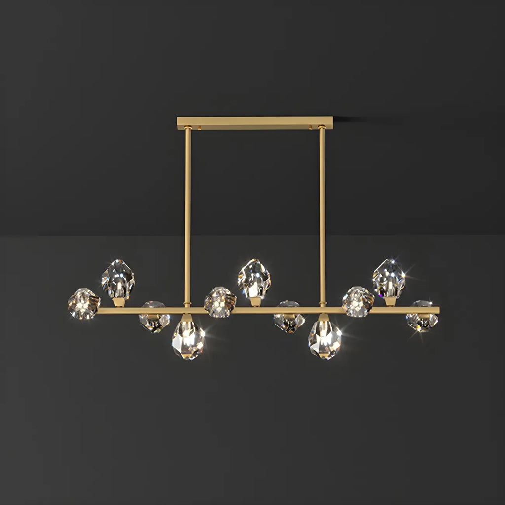 Contemporary Linear Crystal Island Pendant Light