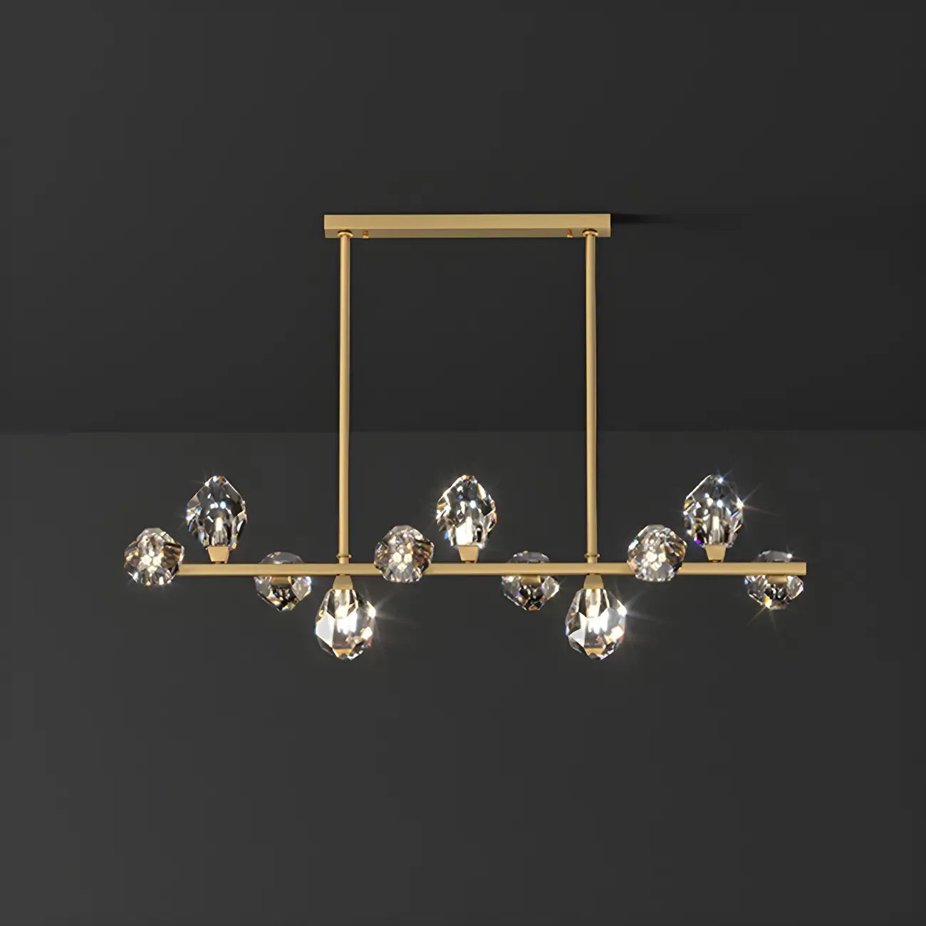 Contemporary Linear Crystal Island Pendant Light