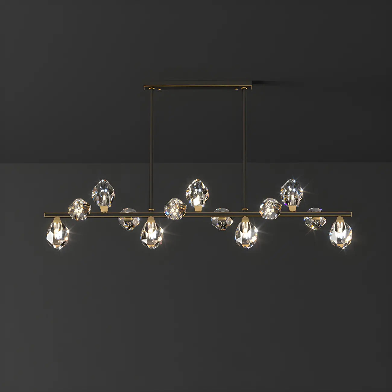 Contemporary Linear Crystal Island Pendant Light