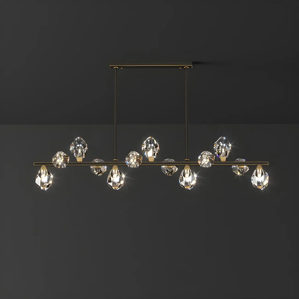 Contemporary Linear Crystal Island Pendant Light